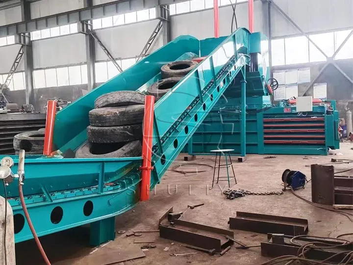 horizontal tire baler machine